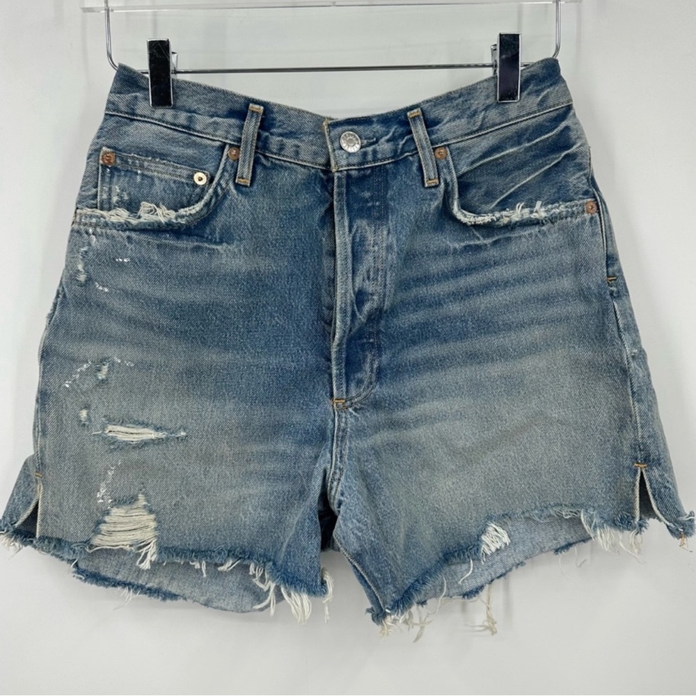 Agolde Dee High-Rise Distressed Cut-Off Jean Shorts Size 28 B469